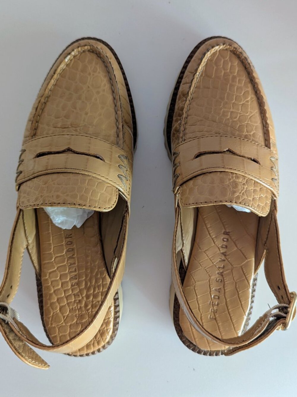 Freda Salvador Juana Slingback Lug Sole Loafers Quince Croc Size 7 New Box $425 - Picture 13 of 13